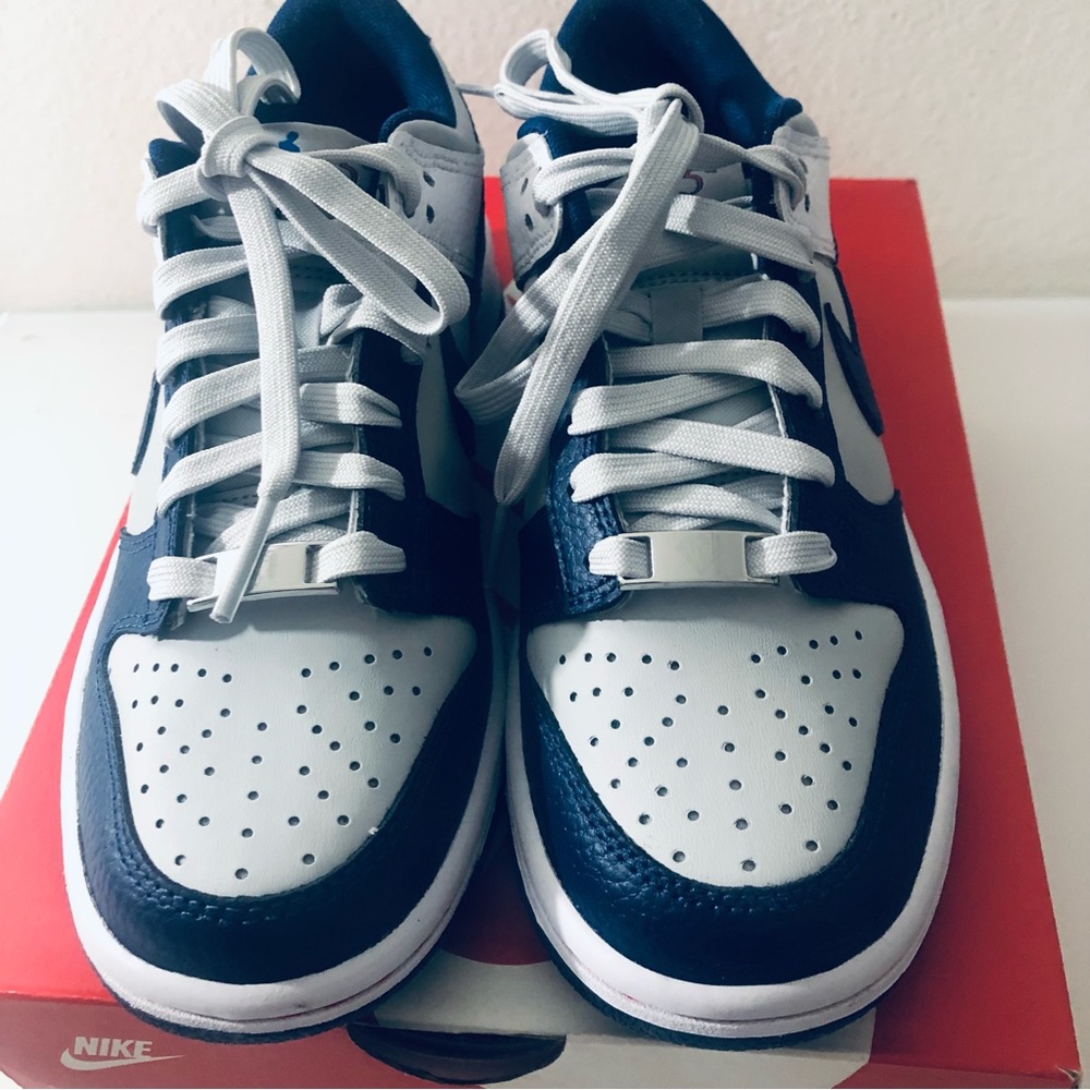 NIKE DUNK LOW SNEAKERS NBA 75TH ANNIVERSARY BROOKLYN NETS SHOES.SIZE 4.5 Y - Picture 5 of 12